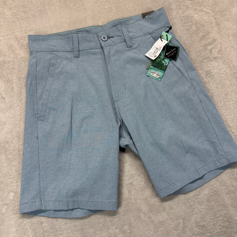 Ron Jon Surf Shop Shorts Men 30 Hybrid Blue RJ Stacked 18 Walkshorts Boardshorts
